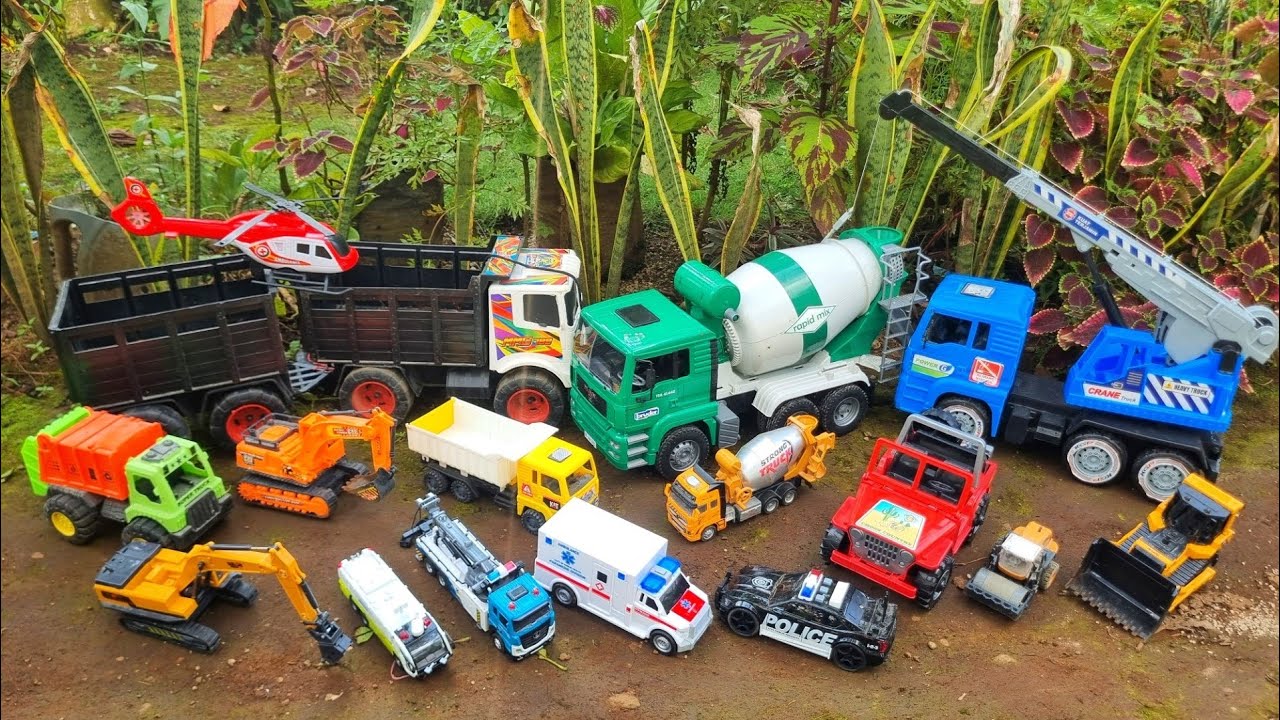 Mencari dan Merakit Mobil mobilan Truk Pasir Tronton Panjang Truk Molen Crane Ambulans Excavator Tow