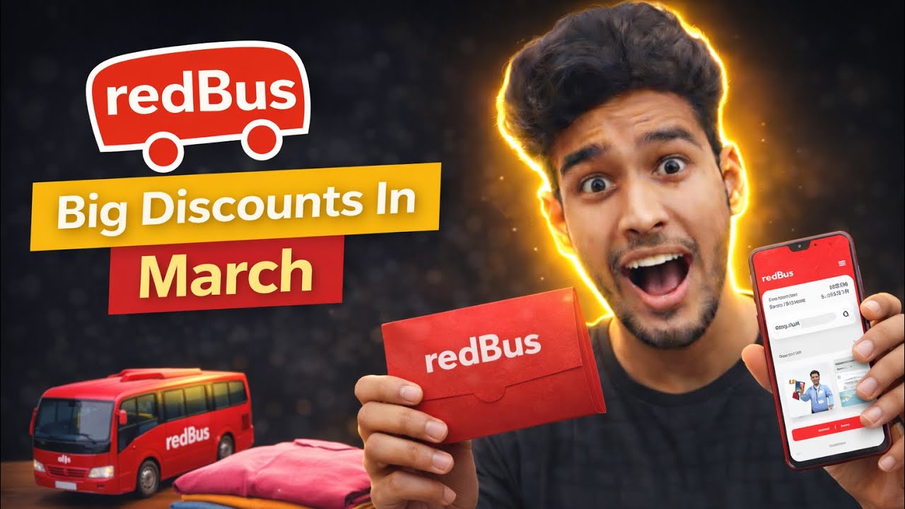 RedBus Coupon Code Today 🚌 Flat 50% OFF RedBus Promo Code 2026 💥