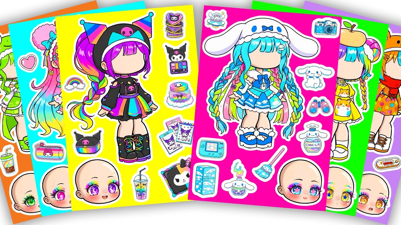 🌮Paper DIY🌮 Cute Sanrio X Gacha Sticker Book #Kuromi #Cinnamoroll #Melody #paperdiy #gachalife #asmr