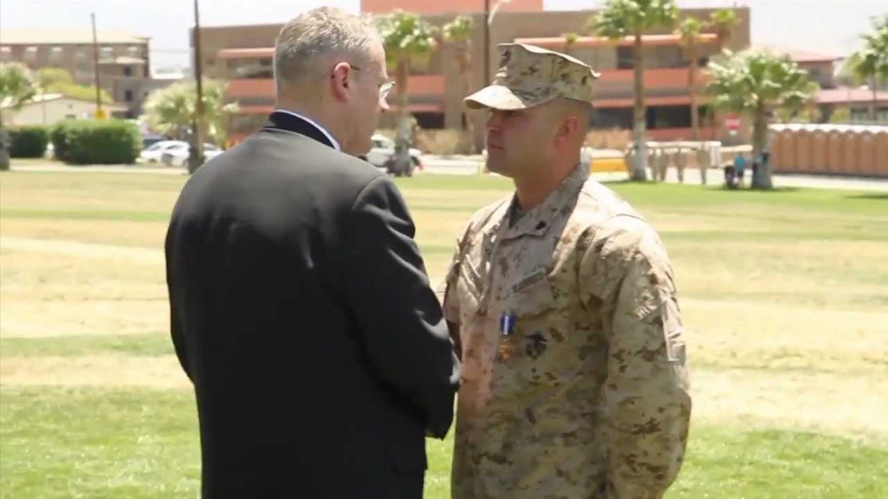 Marine faces enemy in hand-to-hand combat, receives Navy Cross