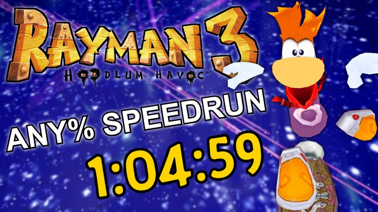 Rayman 3: Hoodlum Havoc Any% speedrun former WR in 1:04:59