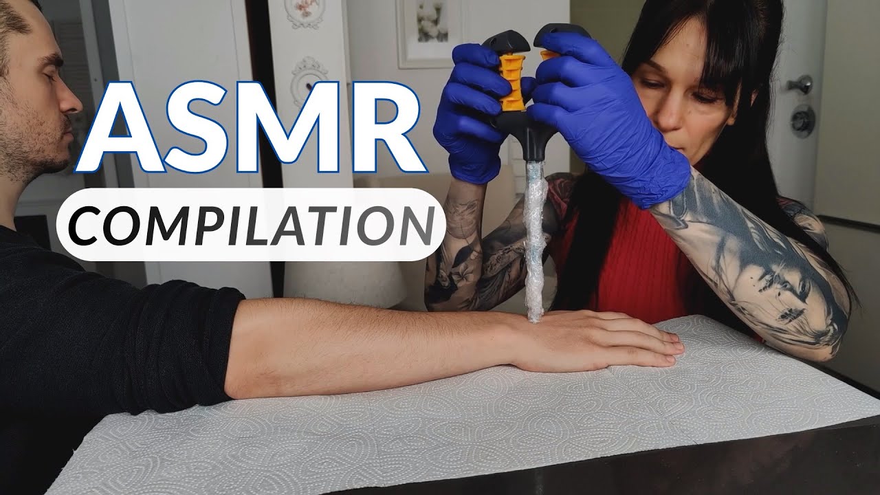 ASMR Compilation - Reiki Energy Flow / Muscle Therapy / Face Exam & Posture / Color Palette Makeup