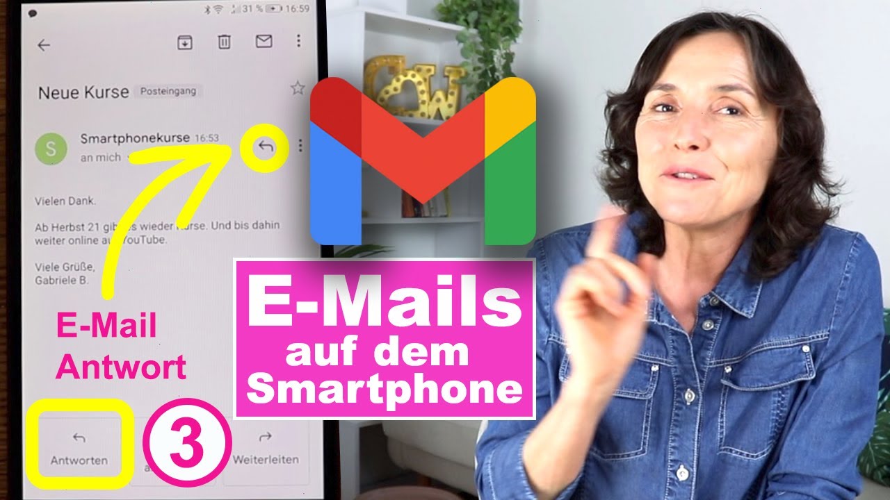 E-Mails in der App Gmail beantworten. E-Mails auf dem Smartphone Teil 03