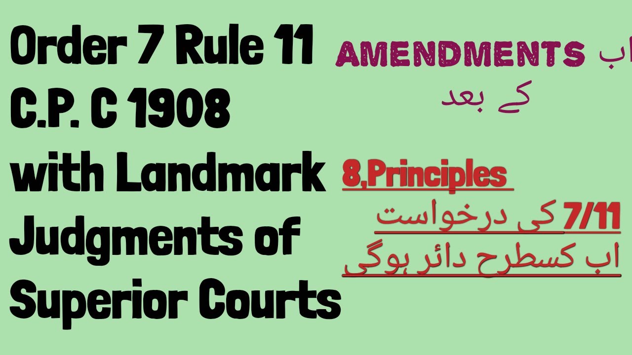 Order 7 Rule 11 CPC 1908 with landmark judgments/citations after new amendments in CPC 2020