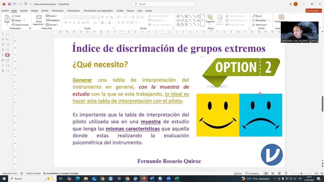 Análisis de ítems - índice de discriminación para test de rendimiento típico - discrimination index