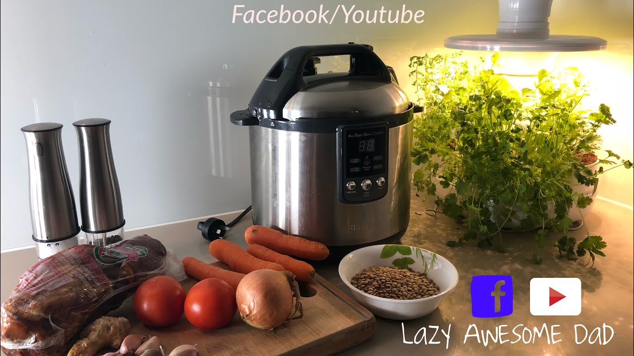 Lentil Soup Mauritius in Breville slow and fast Electric Pressure Cooker & Urbipod Herbs
