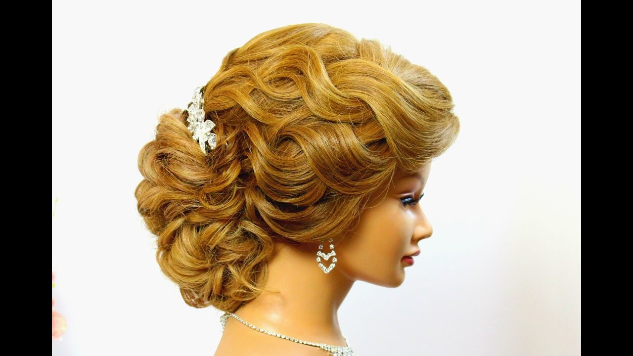 Hairstyle for long hair. Wedding prom updo.