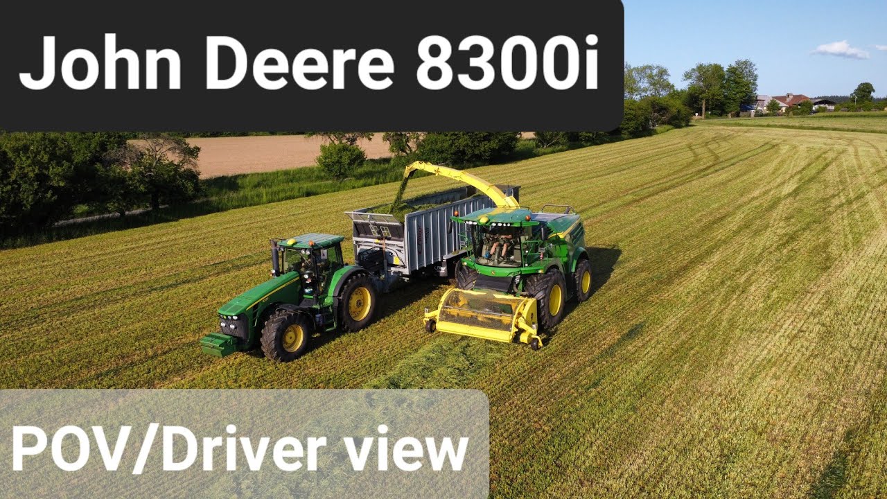 John Deere 8300i při sklizni jetelotravní směsky | POV/Driver view