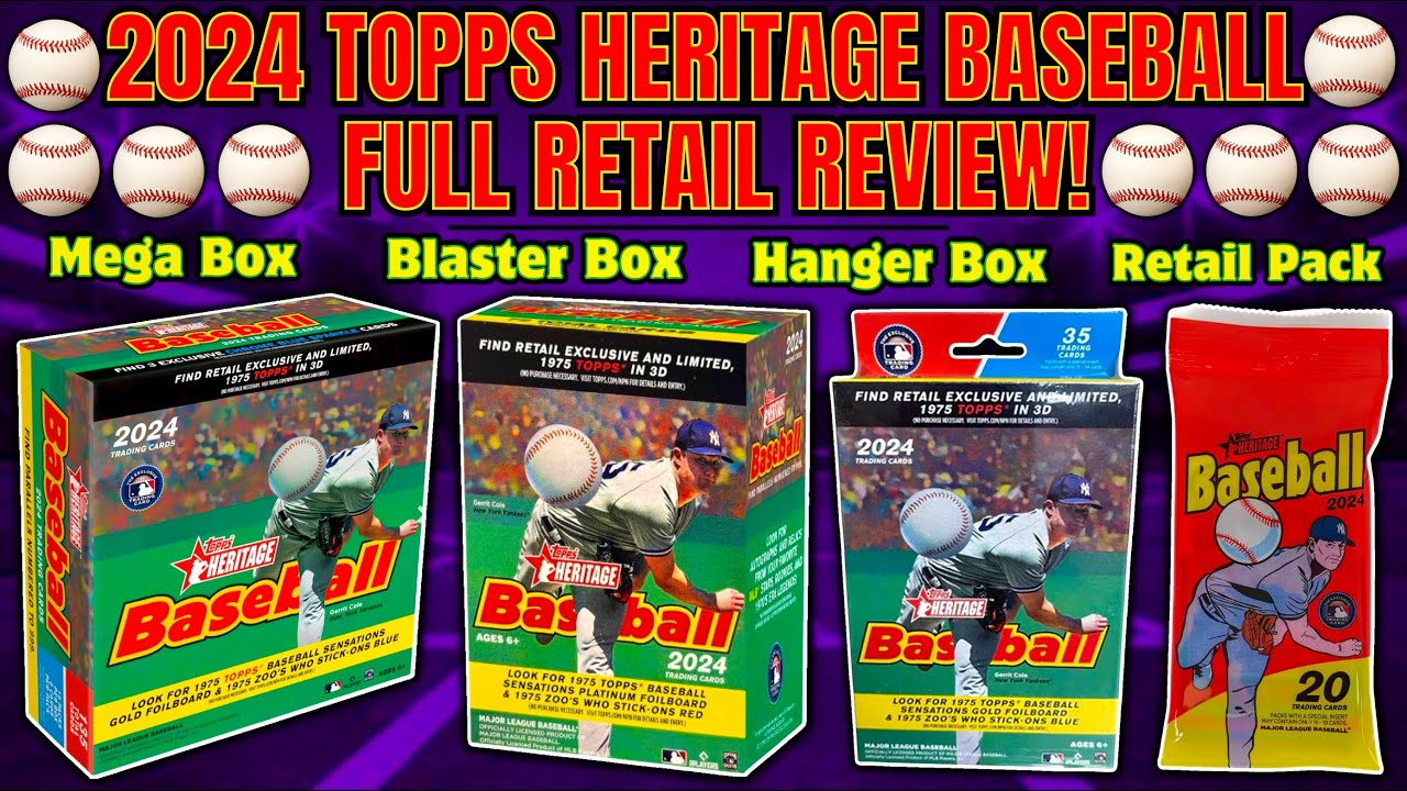 *FULL RETAIL REVIEW!🤔 2024 TOPPS HERITAGE BASEBALL PACK, HANGER, BLASTER, & MEGA BOX REVIEW!⚾️