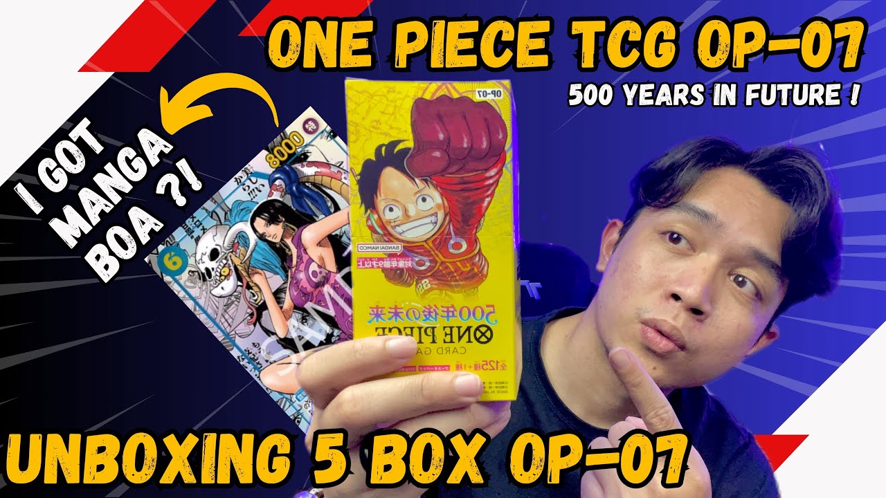 ONE PIECE CARD GAME OP-07 UNBOXING ! Aku Buka 5 Booster Box dan Aku dapat Manga Boa ?!