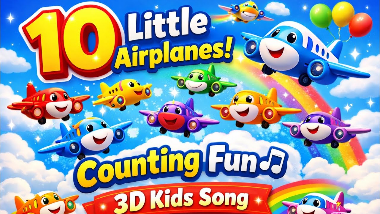 10 Little Airplanes ✈️ | Counting Song for Kids | 3D Joyful Nursery Rhymes