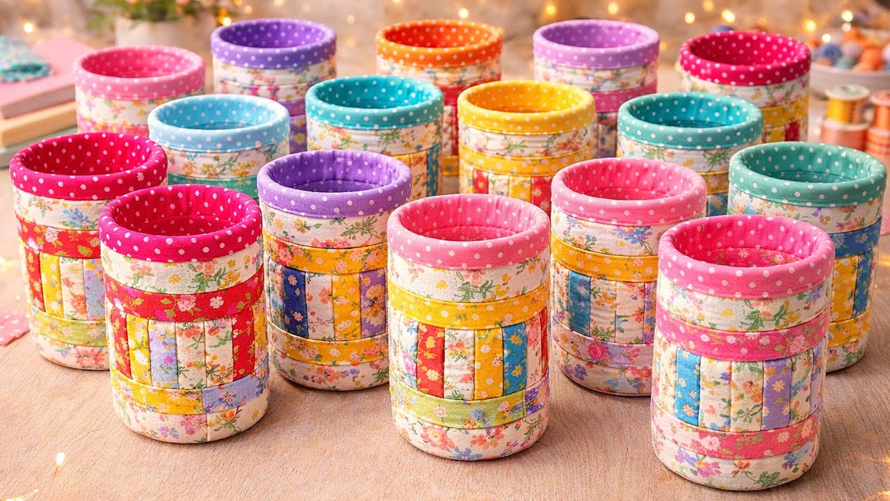 Easy Patchwork Fabric Basket DIY | Sew from Scrap Fabric