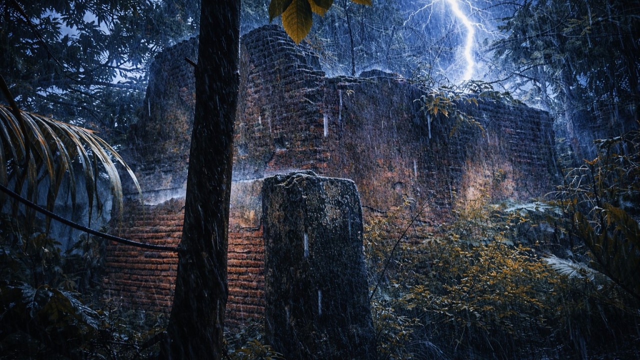 Ancient Jungle Ruins in Heavy Rain & Thunderstorm | Deep Sleep Nature Sounds