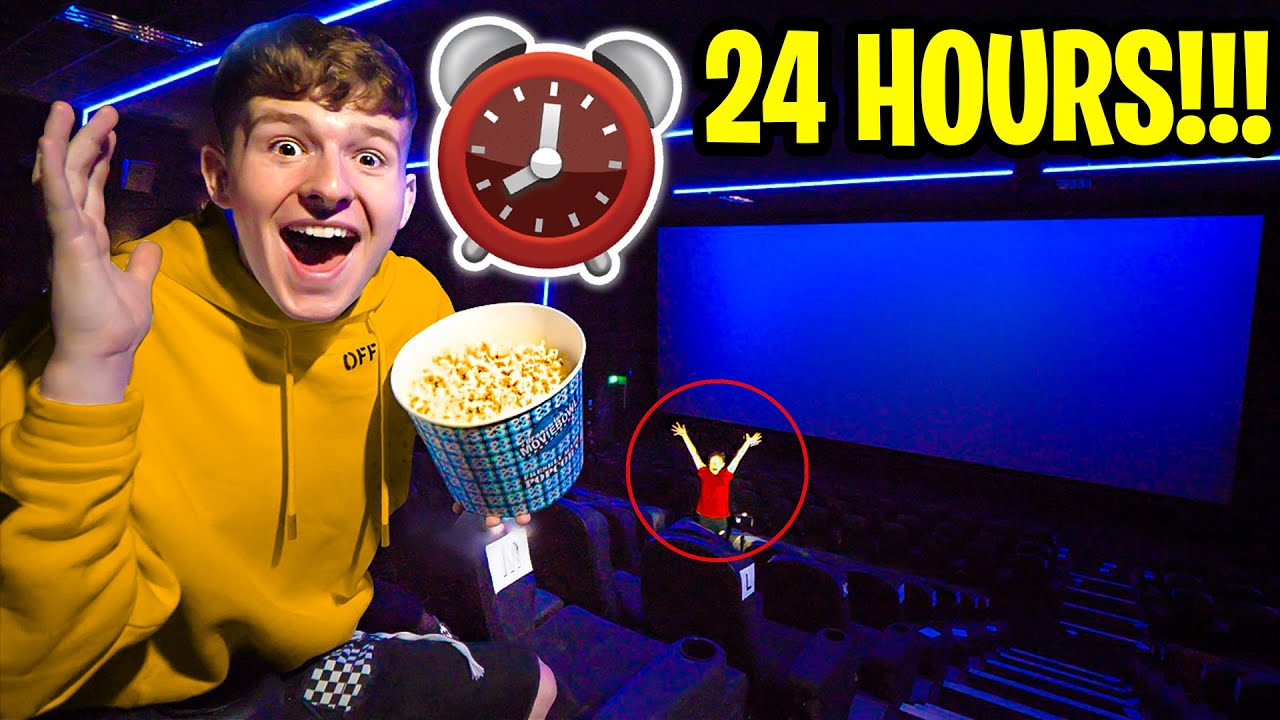Kid Spends a day in an EMPTY movie theater CINEMA!! **we had the place to ourselves**