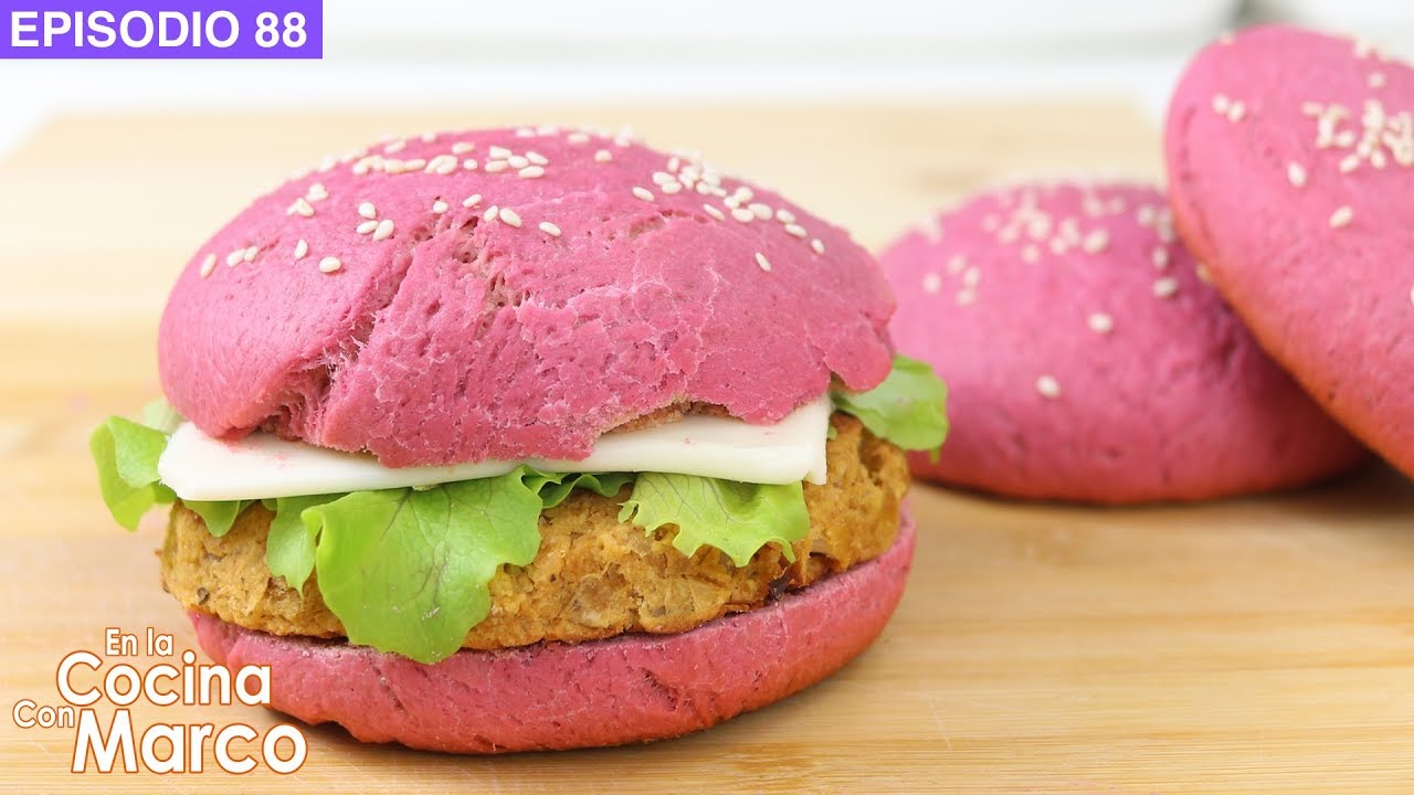 Pan de hamburguesa de colores rosado 🌸 Receta pan de remolacha o betarraga.