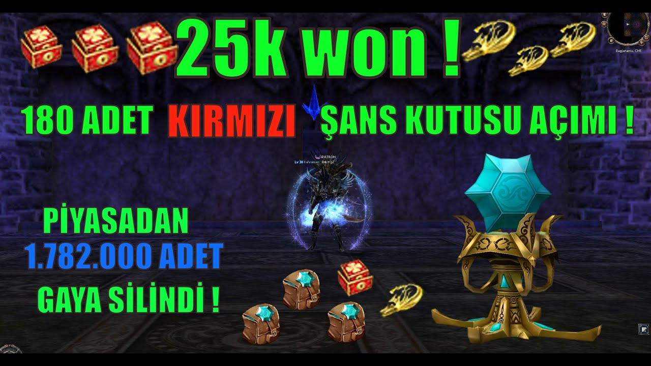 METİN2 TR BAGJANAMU TOPLAM 25.000 WON DEĞERİNDE GAYA DÜŞMANI 180 ADET KIRMIZI ŞANS KUTUSU AÇIMI !