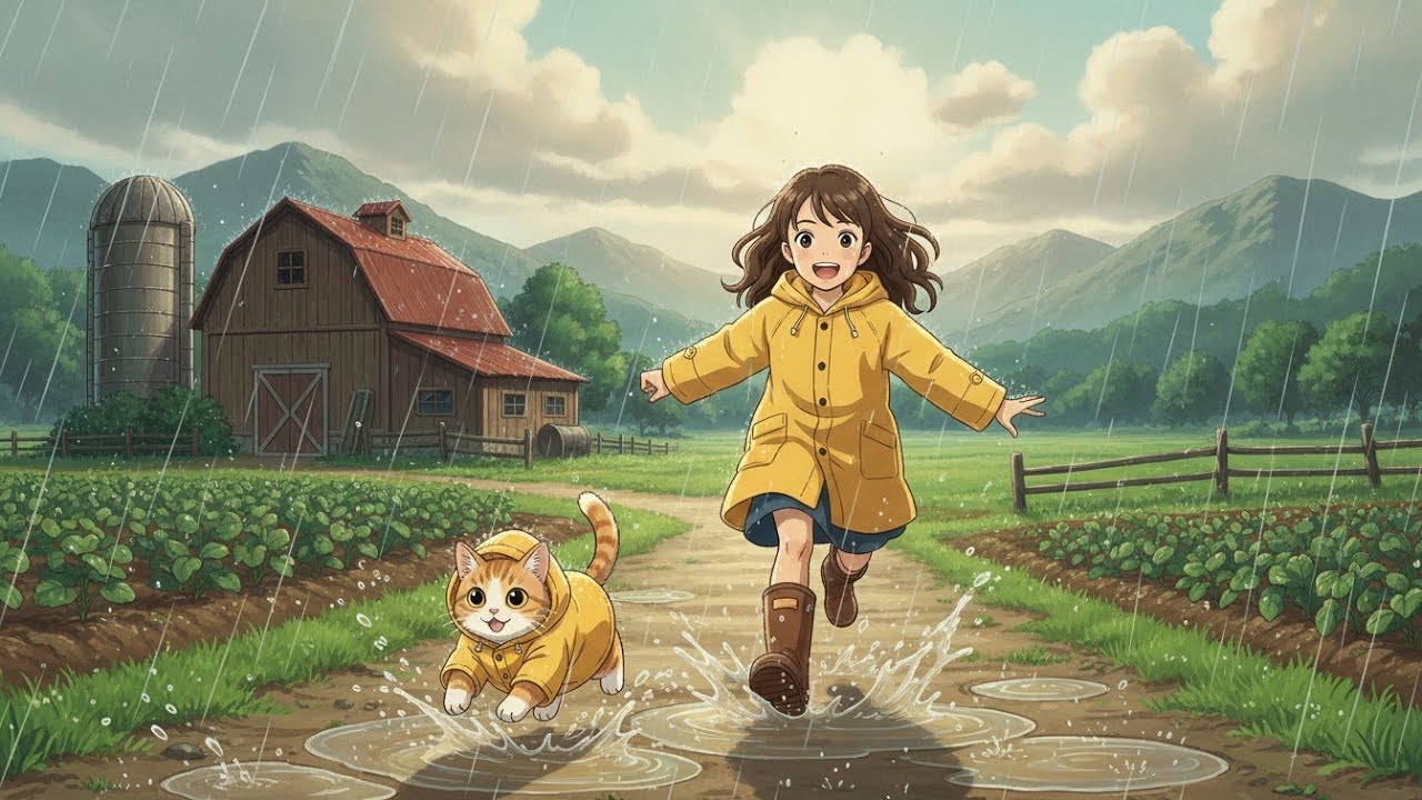 Rainy Day in a Quiet Village | Cozy Cottage Ambience 🌧️🐈ghibli style video