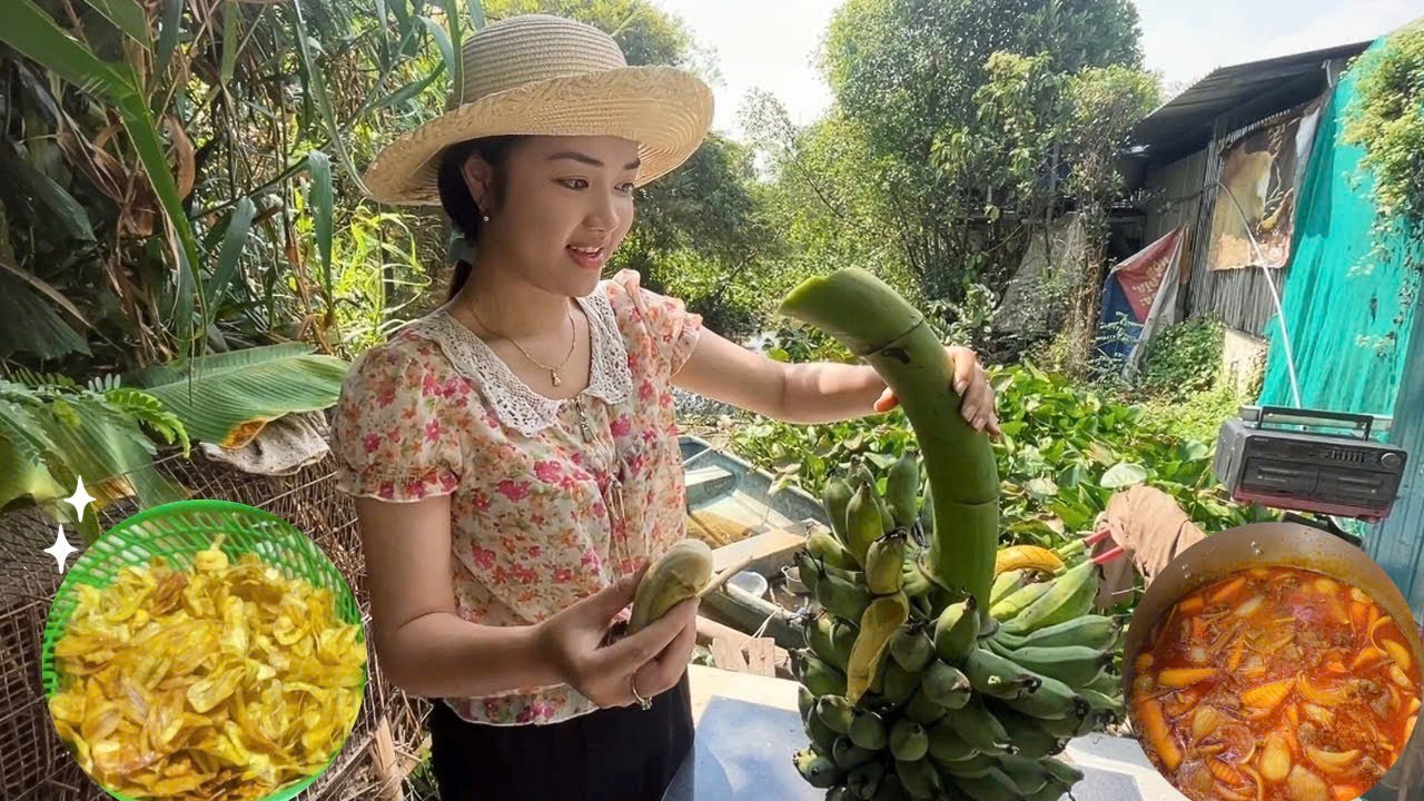 Hái Chuối Làm Chuối Sấy Giòn Rụm và Màn Nấu Bò Kho Thơm Ngon Đãi Cả Nhà