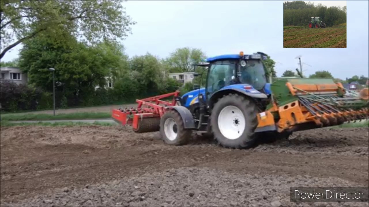New Holland T6020 mit Amazone Drill Star/Maisland vorbereitung