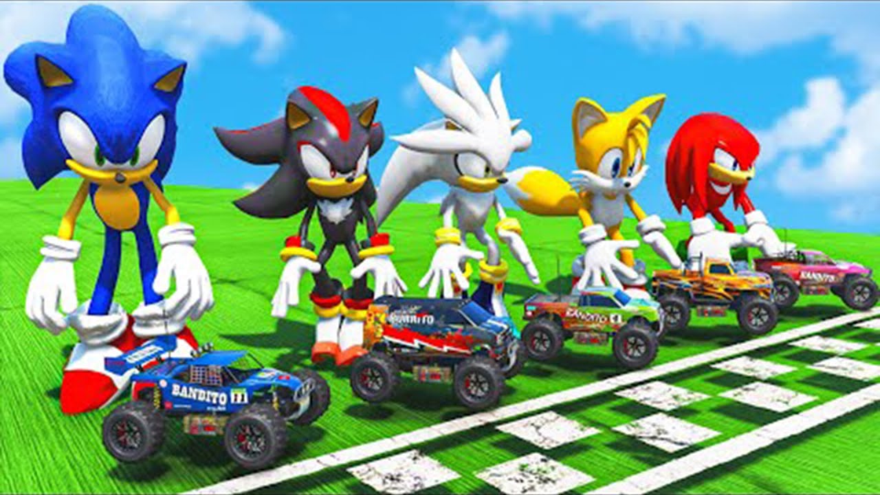 GTA V - Rc Cars RACING Challenge in the Beach w/ Sonic The Hedgehog Team #389