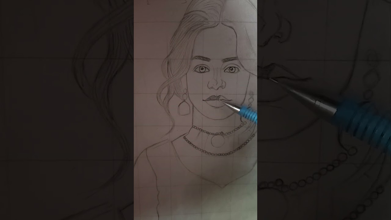 beautiful woman sketch out line 
