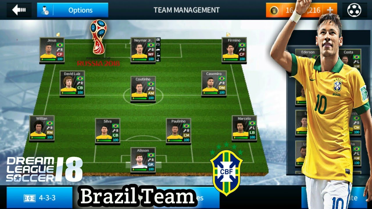 Create Brazil World Cup 2018 Team ● Kit Logo & Players ● Dream League Soccer 2018
