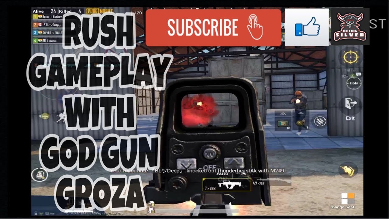 RUSH GAMEPLAY WITH GROZA [ CHICKEN DINNER] PUBG MOBILE