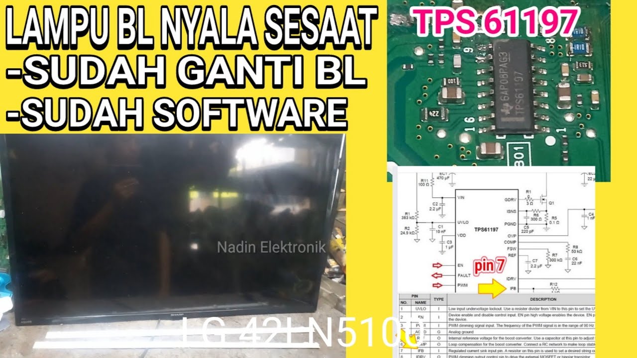 TV LED SHARP  LAMPU BL HANYA MENYALA SESAAT / MODIF DRIVER BL TPS 61199