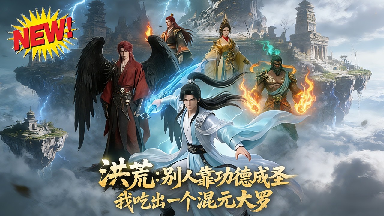 ⚡【新番速递】《洪荒：别人靠功德成圣，我吃出一个混元大罗》拒绝鸿钧成圣骗局，十二品白莲白璟携盘古遗泽，结盟巫族、抢灵宝，以力证道，与诸圣平起平坐！#玄幻 #武侠 #仙侠 #爱看动漫