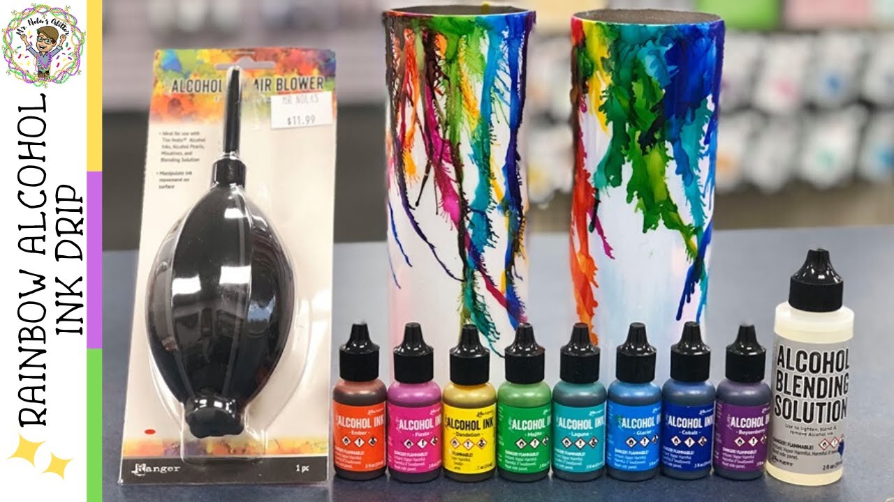 Alcohol Ink Drip with NEW Tim Holtz Air Blower!