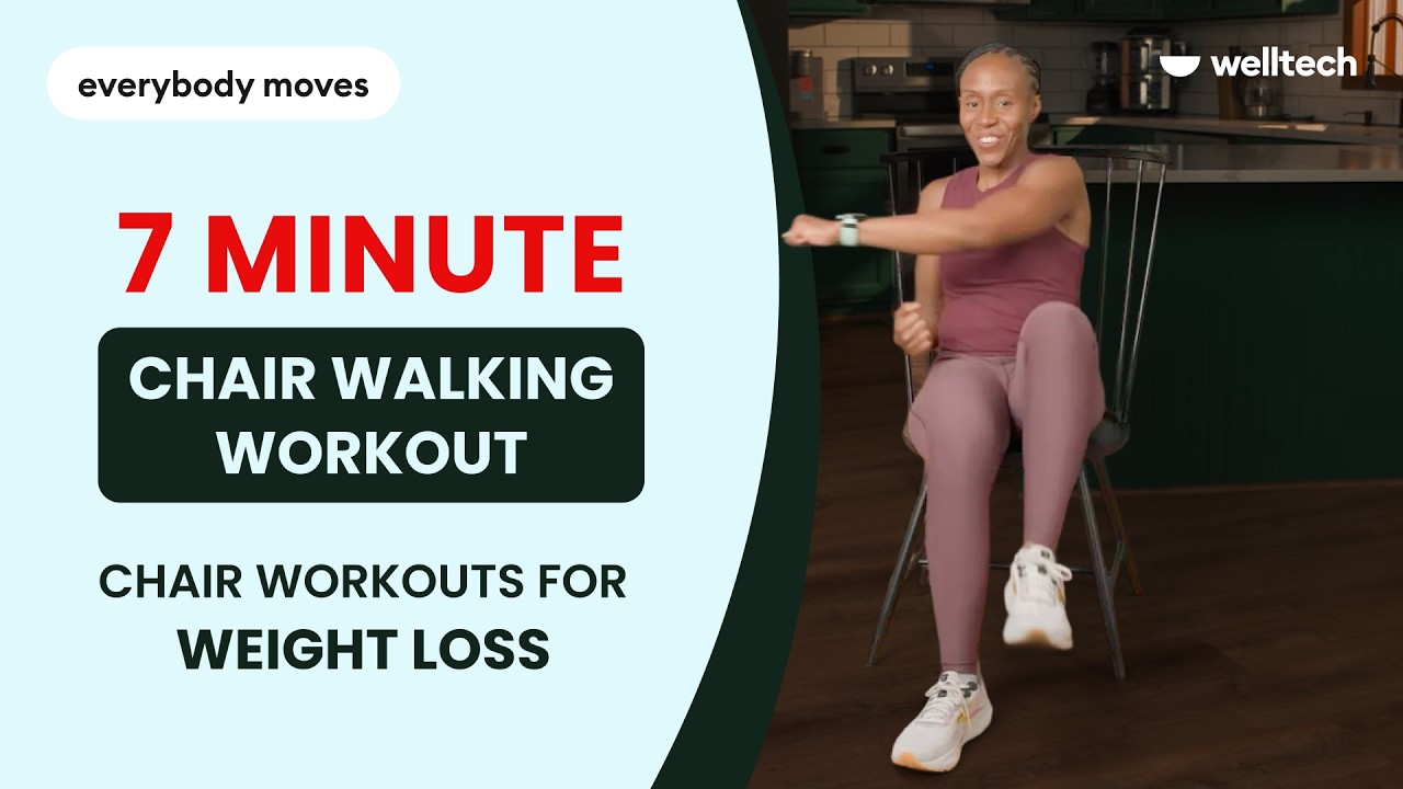 7 Minute Chair Walking Workout | Chair Exercises To Lose Weight & Improve Mobility | Welltech