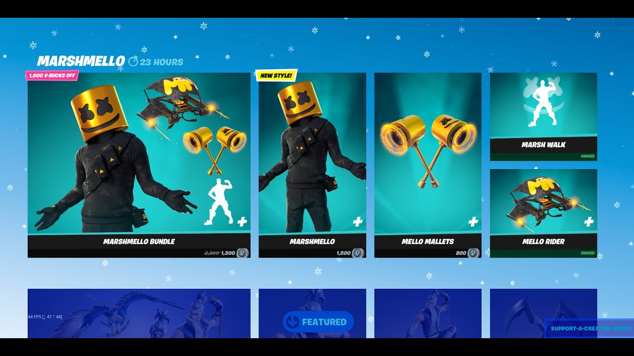 fortnite item shop *rare* cosmetics return + new marshmello edit style