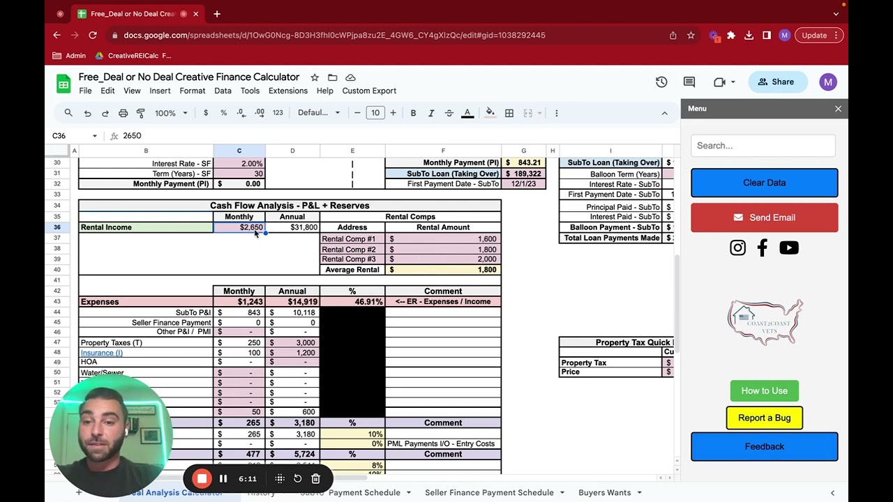 Deal or No Deal Creative Finance Calculator: Underwriting a Subto Deal