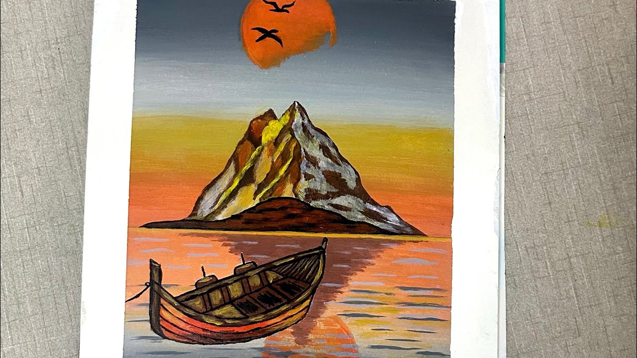 Easy Acrylic Landscape for Beginners||Step by Step tutorial 