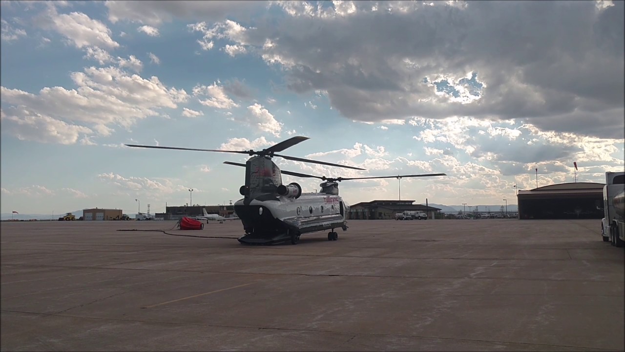 fire fighting chinook helicopter on take off