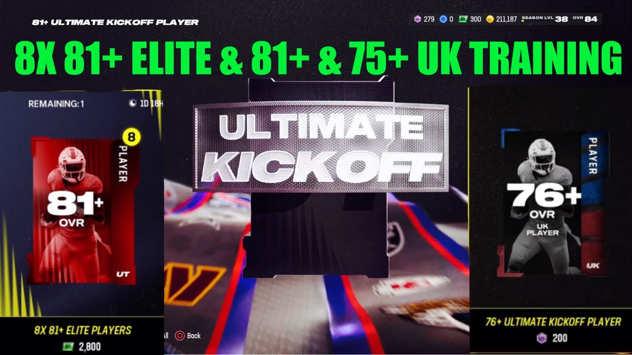 8X 81+ ELITE PACK & ULTIMATE KICKOFF 81+ & 76+ TRAINING, Madden 24 Ultimate Team