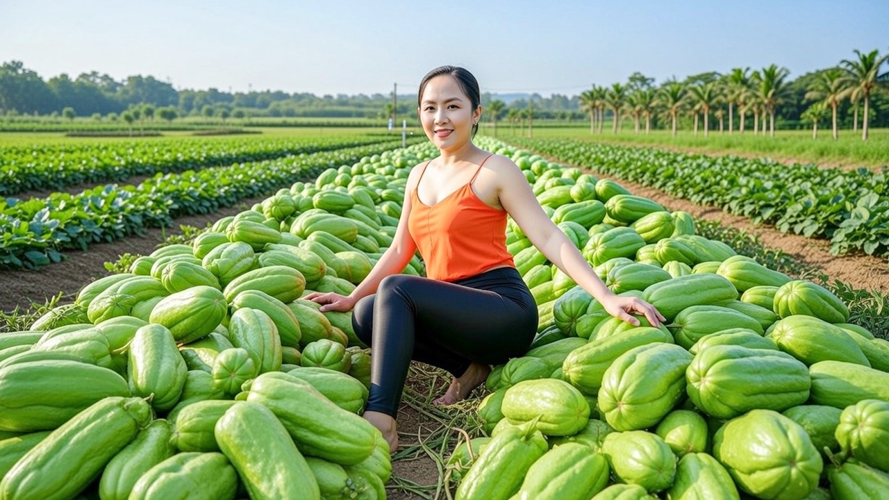 Harvesting Thousands of Fresh Chayotes to Sell at the Local Market | Emma Daily Life