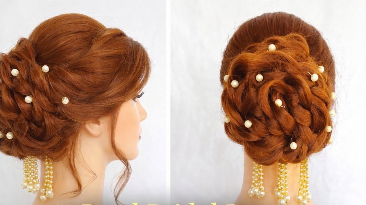 Easy Pearl Bridal Bun Hairstyle | Wedding Party Bun Hairstyle for Beginners