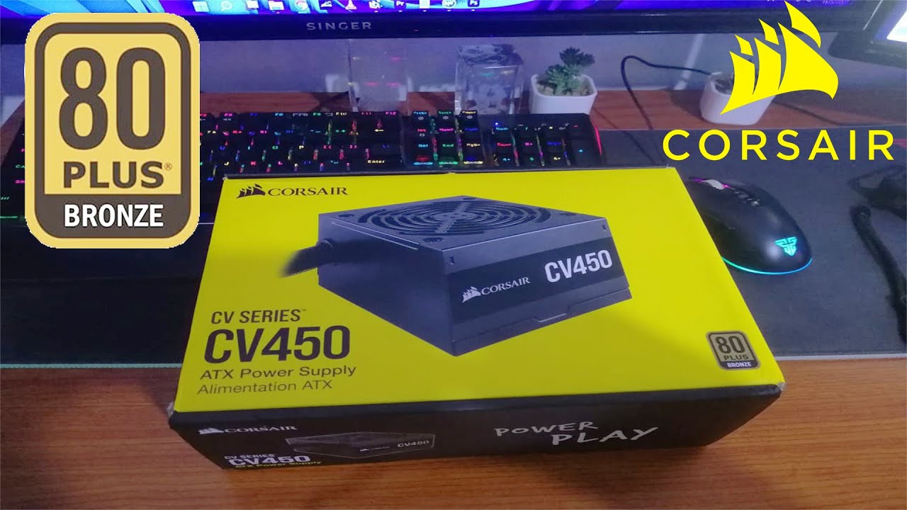 CORSAIR CV450 ATX Power Supply ( 80 PLUS  BRONZE ) Unboxing 4K! 450W! CV Series!
