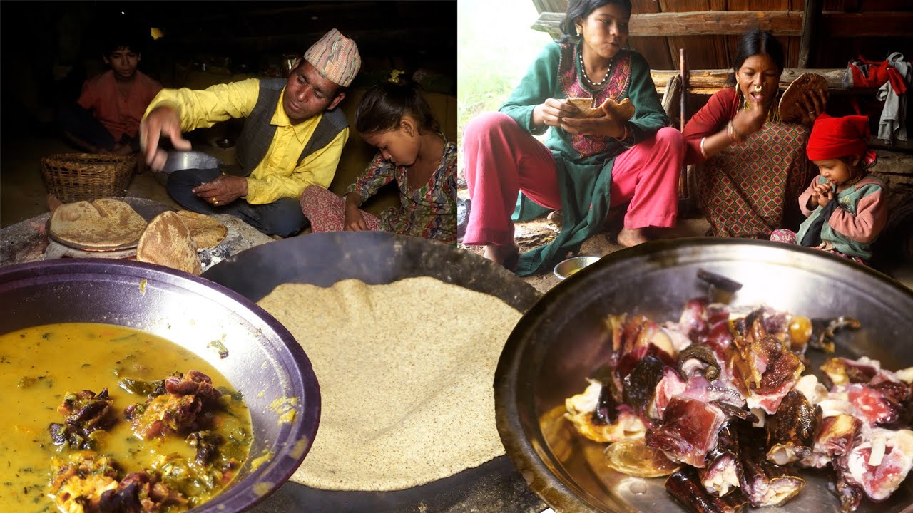 dharme's family cooking MUTTON curry and bread || rural Nepal || village cooking recipe ||