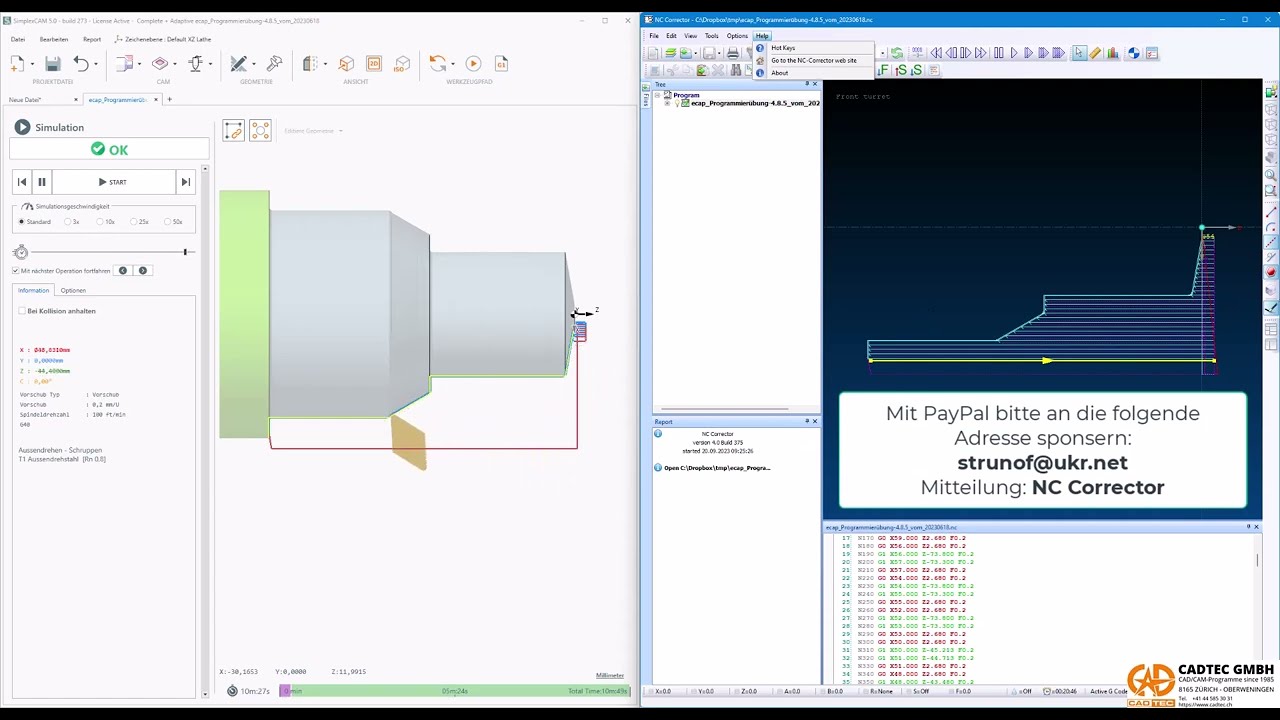 SimplexCAM und NC Corrector