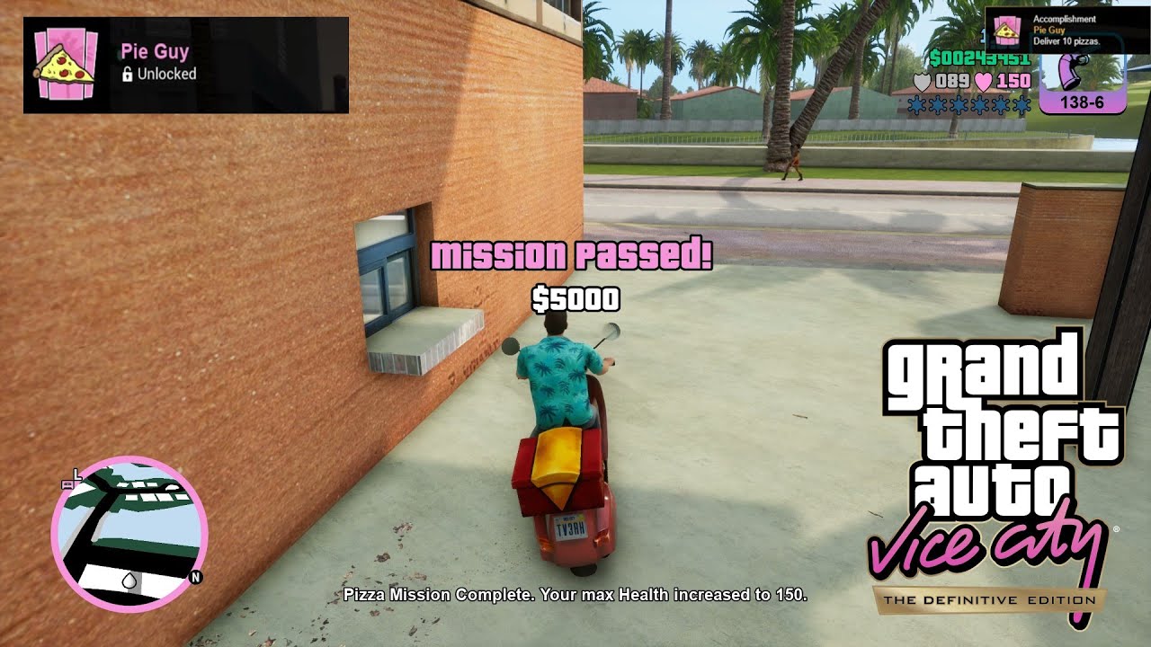 GTA Vice City Definitive Edition 100% - Pizza Boy Level 10 - Pie Guy Trophy / Achievement