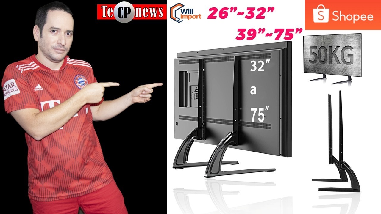 Suporte Unersal da Shoppe de Mesa Para Tv Base 36'' A 75'' - Instalação e testes