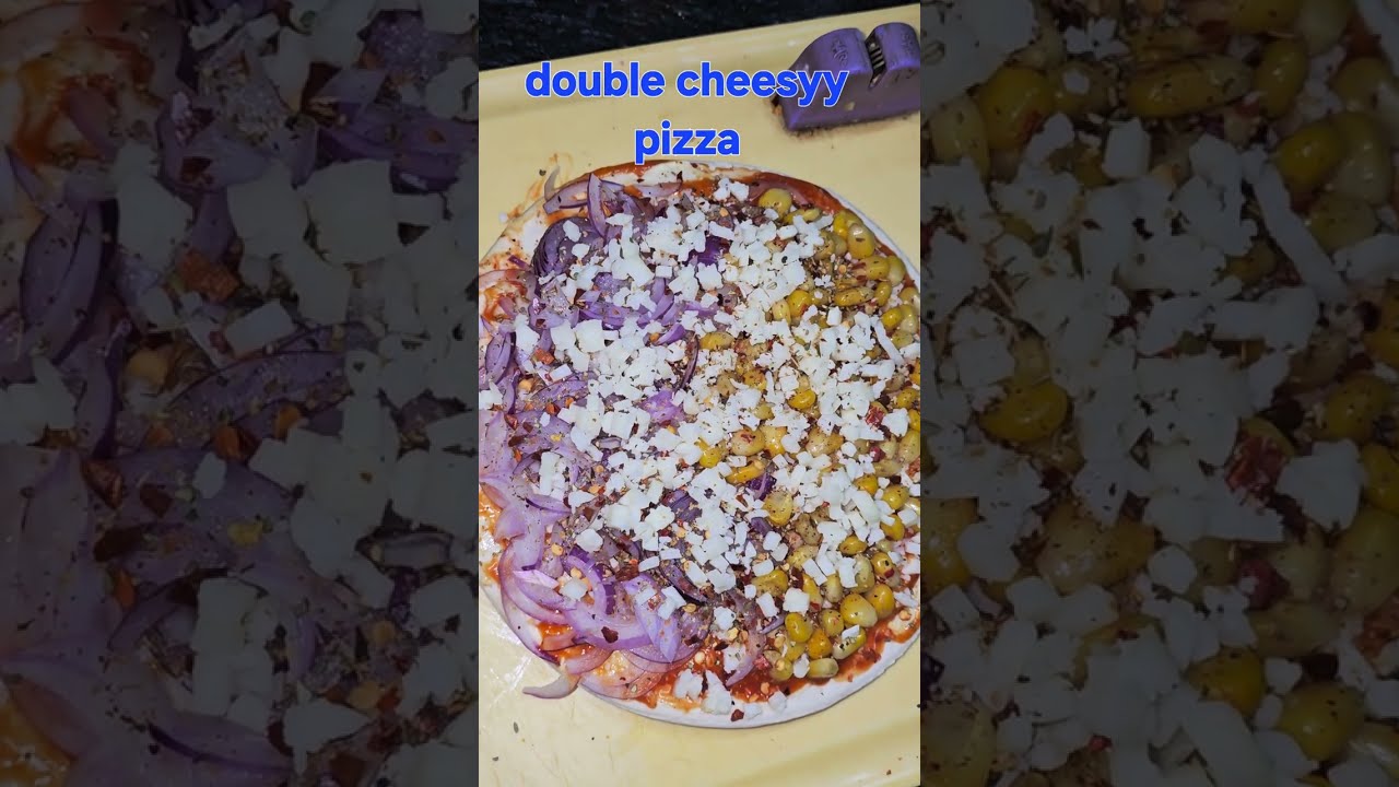 DOUBLE cheesy onion nad corn pizza #shortvideo #viral ##timelapse #challenge #reels 