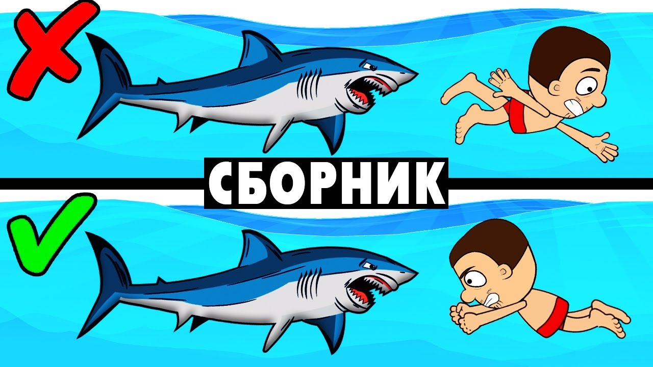 Всё про Выживание в воде. Тонем, спасаемся от акулы, выживаем в открытом океане... Сборник