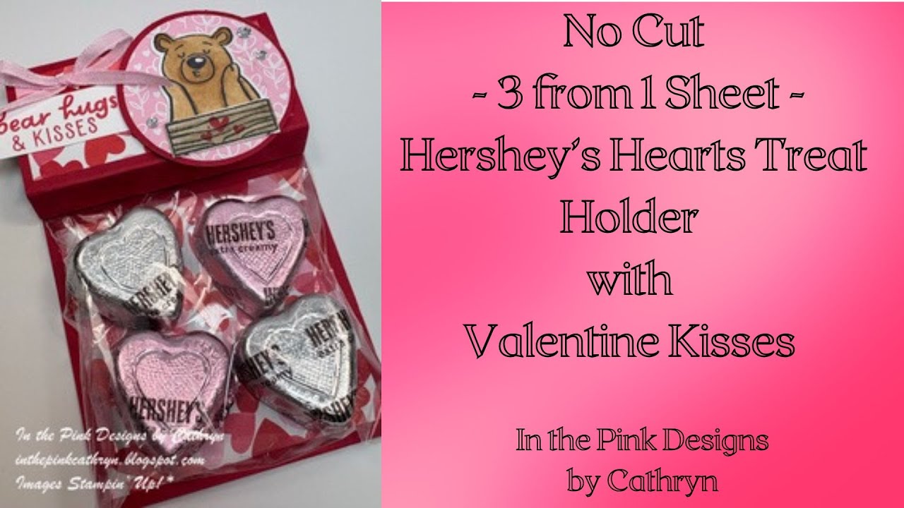 Без разрезания - 3 из 1 листа - Подставка для сладостей в форме сердечек Hershey's с конфетками V...