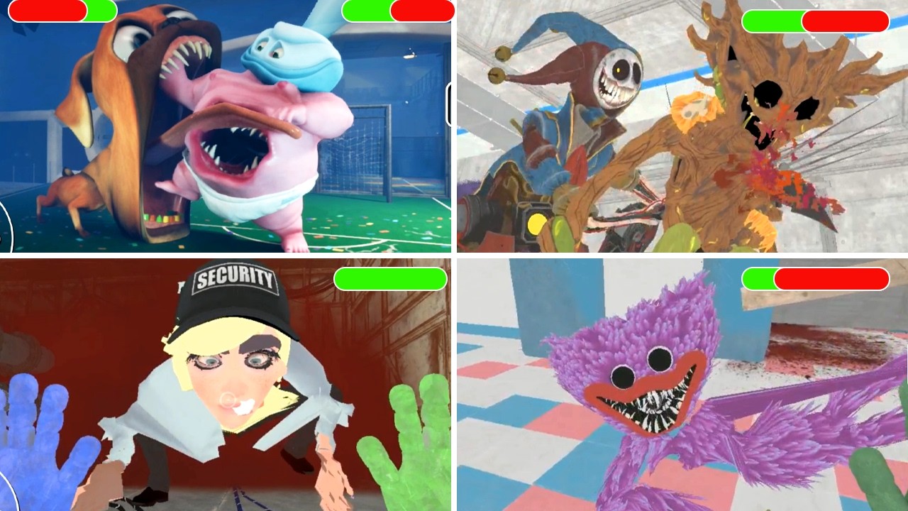 Dark Pals The 1st Floor vs Poppy Playtime Chapter 1, 2, 3, 4, 5, 6 All Main Bosses With Healthbar 4K