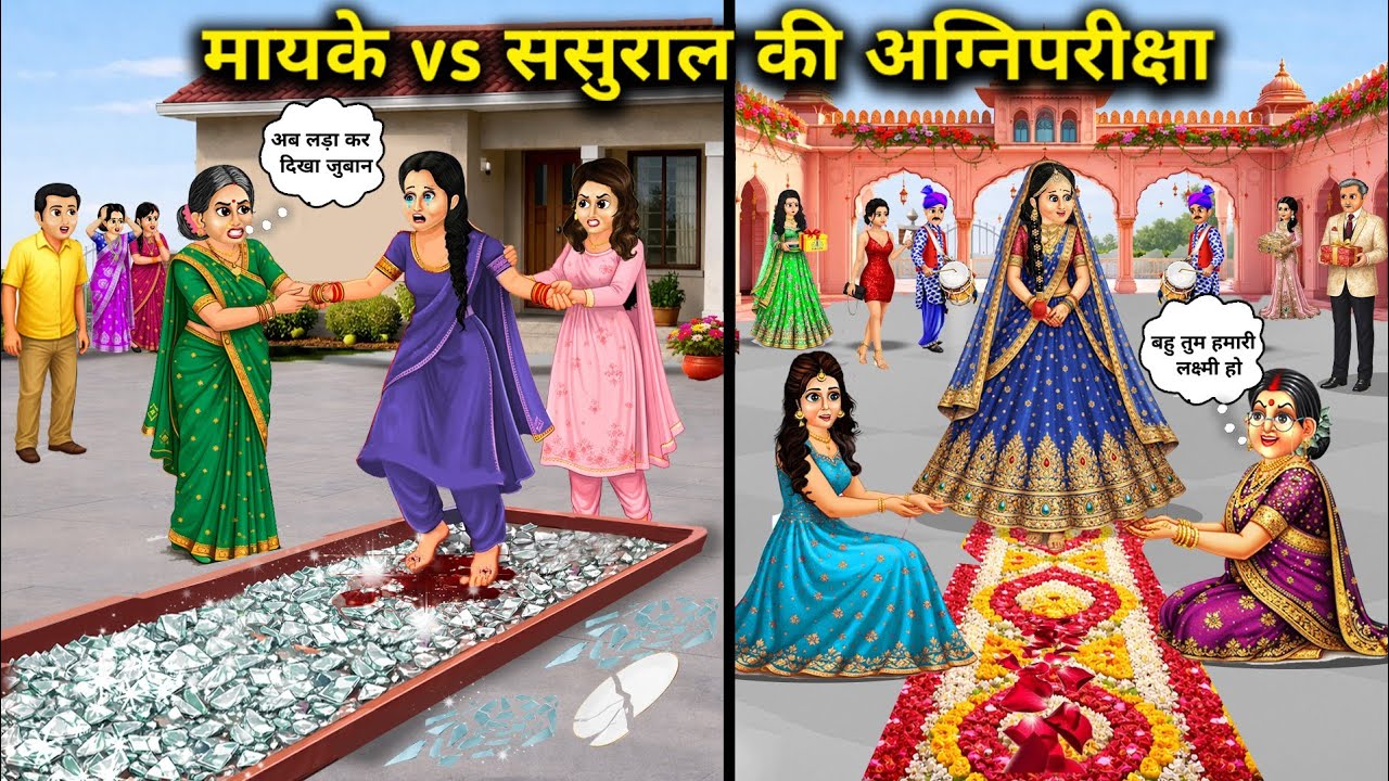 मायके vs ससुराल की अग्निपरीक्षा||Hindi Cartoon Stories||The ordeal of mother's home vs in-laws..!