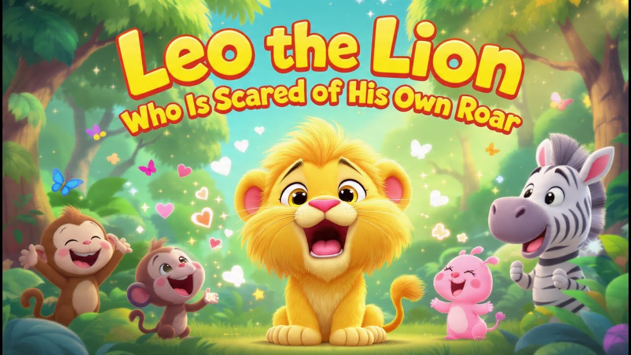 Leo the Lion Who Is Scared of His Own Roar 🦁 | Kids Moral Story & Nursery Rhyme