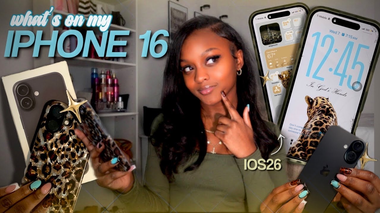 WHATS ON MY IPHONE 16🩵! IOS26 - editing apps, games ,school etc. ( camera quality is tea) 